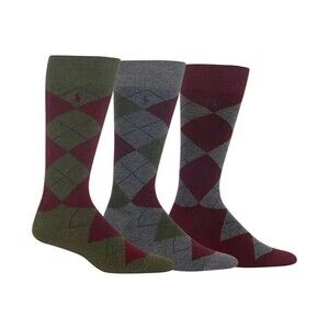 Ralph Lauren Men's Dress Socks Argyle Crew 3 Pack‎ Multicolor Size 10-13 NEW